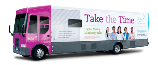 Hartford Hospital mobile mammography bus that will be on-site offering free screenings