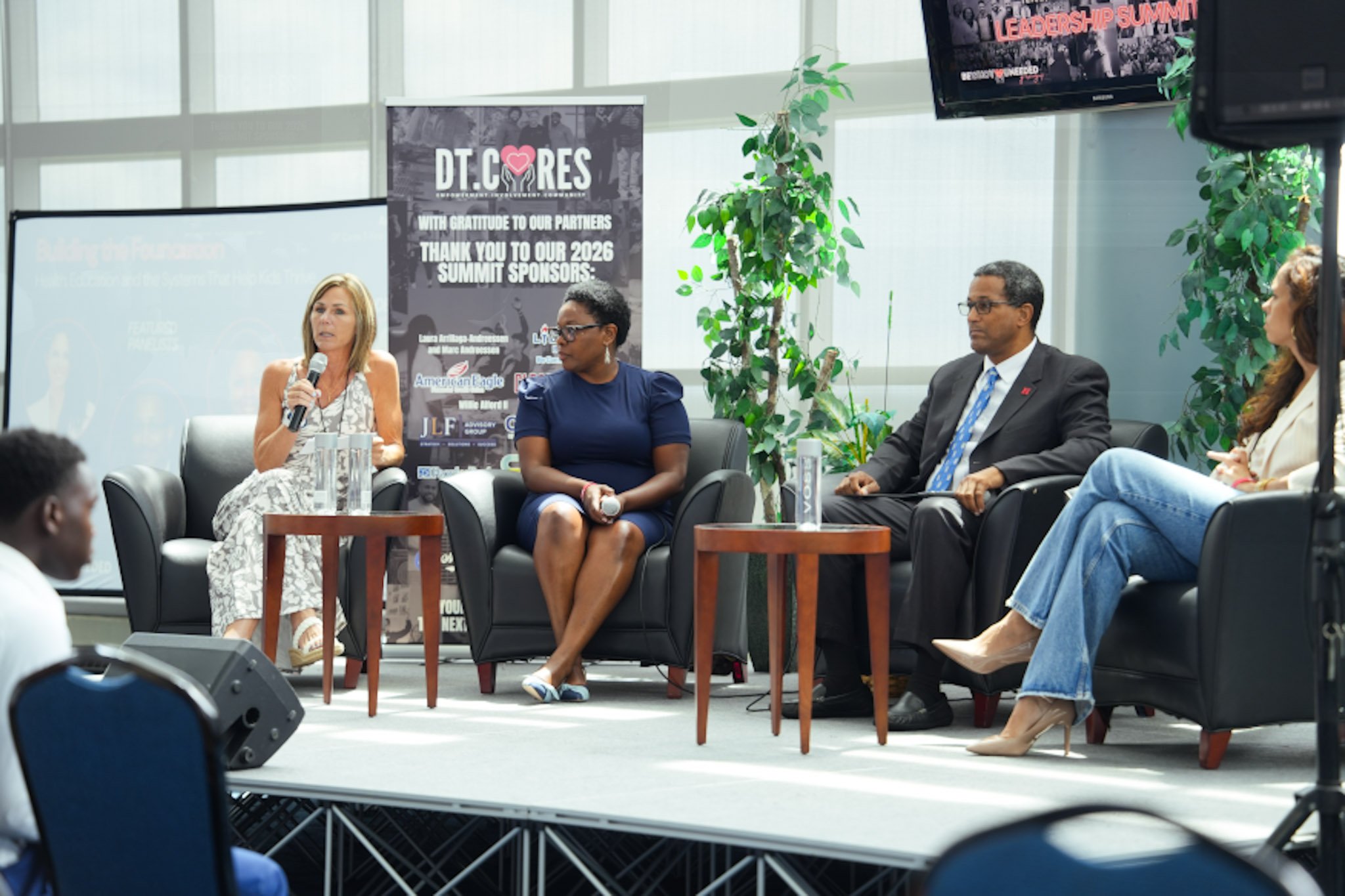 Health and education panel on stage